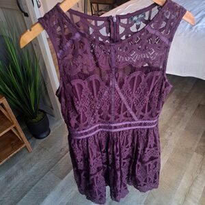 Lily Rose Women's Medium/Large Lace Sleeveless Purple Formal Summer Dress